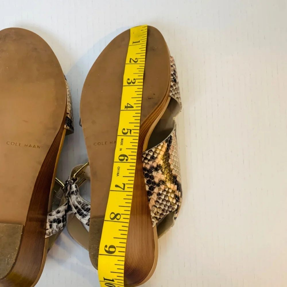 Cole Haan Philomena Grand Wedge Sandals 10.5B Snakeskin Print Leather 3